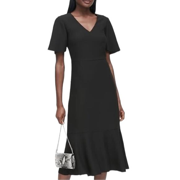 Banana Republic Midi A-line Dress V-neck Flutter Sleeves Flounce New Women’s 0 - Picture 1 of 13